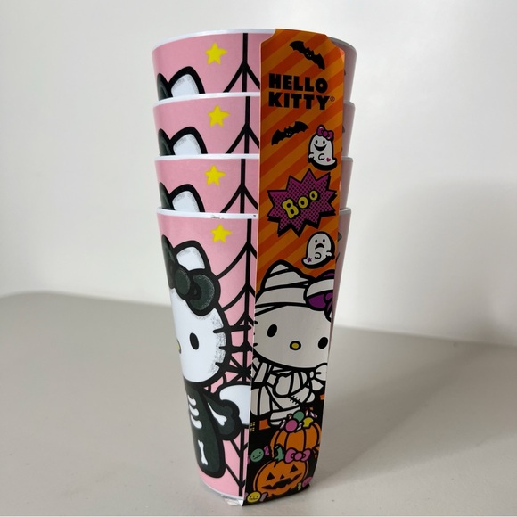 Hello Kitty Halloween Pink Skeleton Cups Set of 4 - Picture 5 of 5